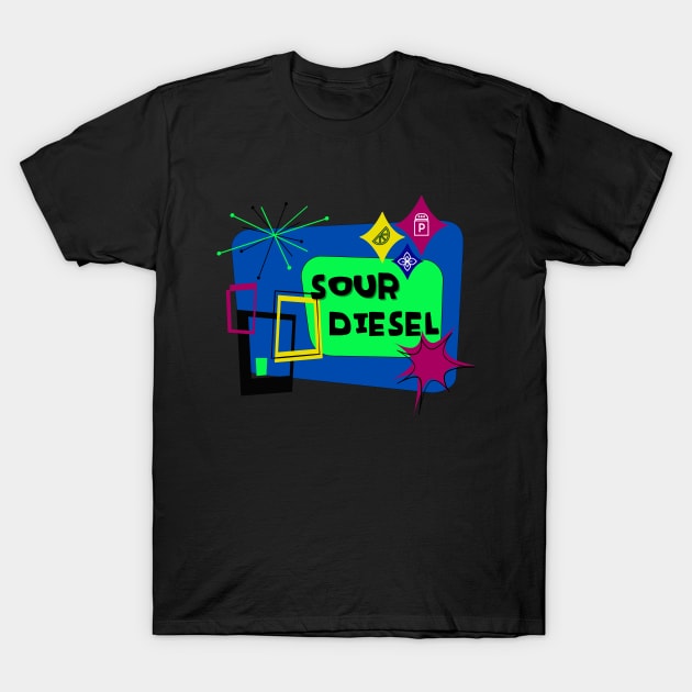 Retro Weed Sour Diesel Design T-Shirt by Hashguild